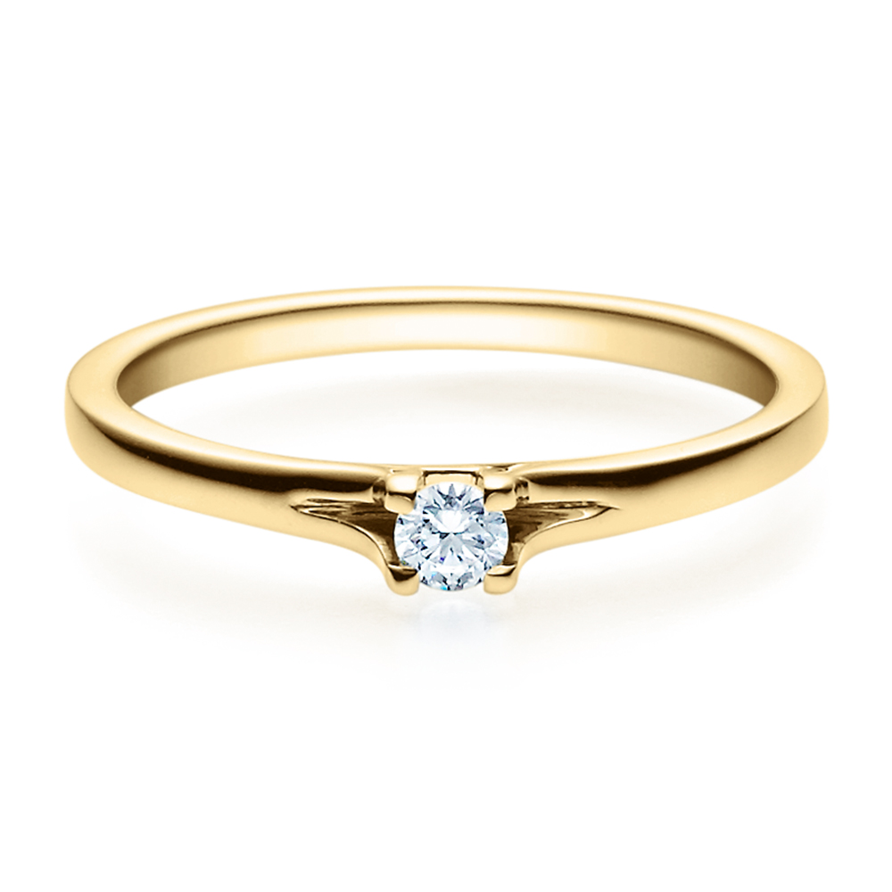 Rubin Verlobungsring 18020 Gelbgold Solitär Ring 0,100 ct. Zirkonia 3 mm