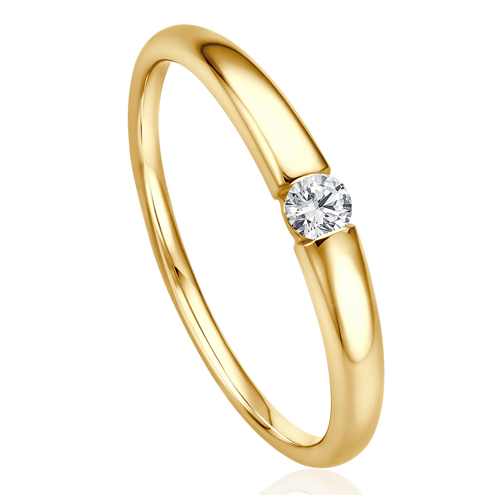bella luce Solitaire Ring Weißgold Brillant 0.090 ct. w/si, stehend
