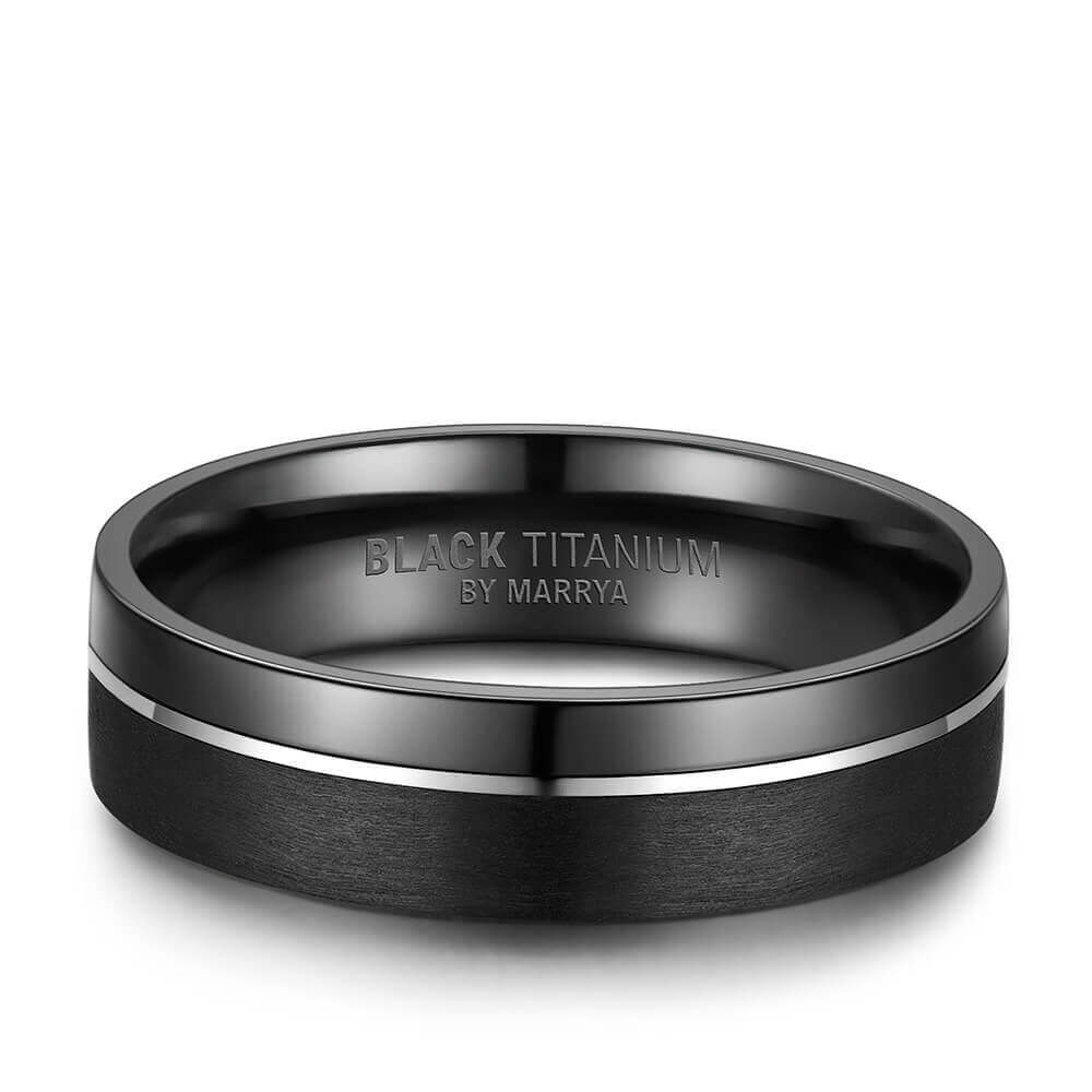 Einzelring Herren liegend Black Titanium BT-07