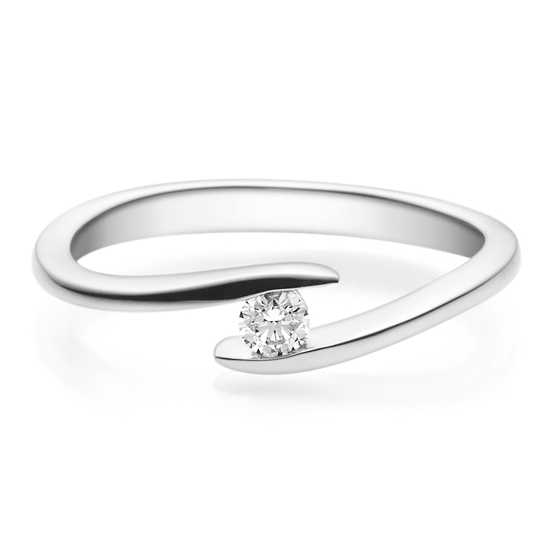 Rubin Verlobungsring 18015 Silber 925 Solitär Ring Brillant 0.080 ct.