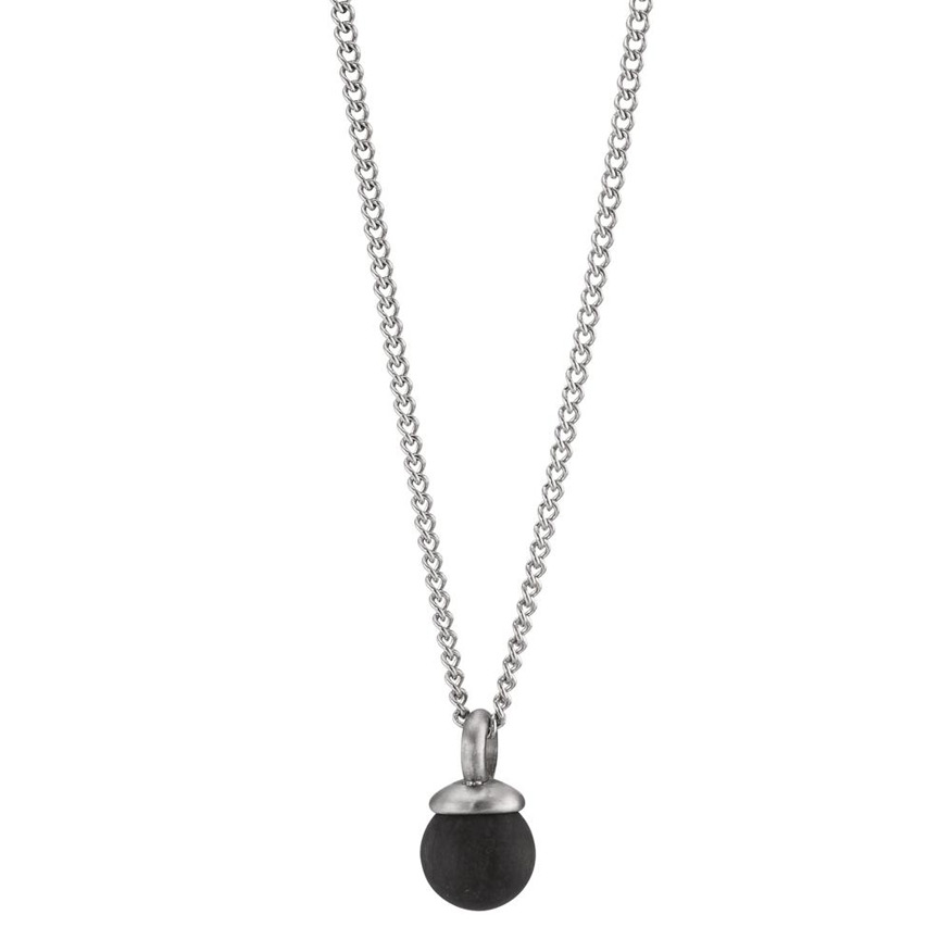 Halskette Edelstahl mit Kugelanhänger aus schwarzem Carbonr TeNo Joy 595839