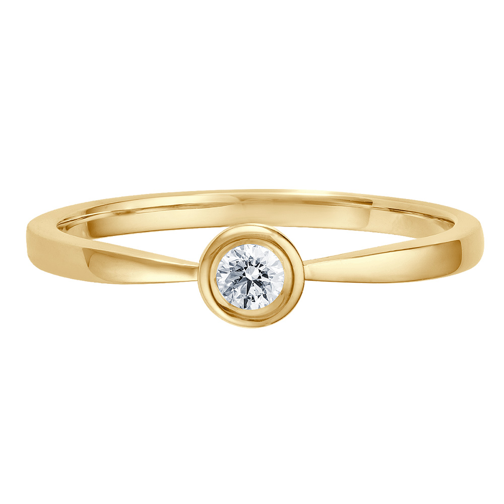 bella luce Solitaire Ring Gelbgold Brillant 0.090 ct. w/si, liegend